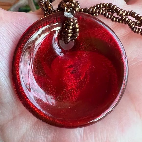 Vintage Colorful Glass Swirl Pendant Necklace - Picture 3 of 7